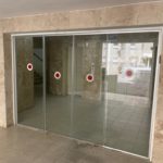 כניסה לבניין דלת חשמלית הזזה אוטומטיות דו כנפית זכוכית